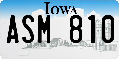 IA license plate ASM810