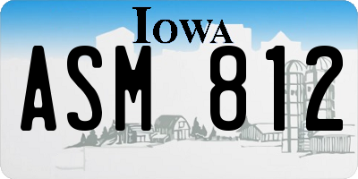 IA license plate ASM812