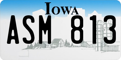 IA license plate ASM813