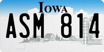 IA license plate ASM814