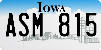 IA license plate ASM815