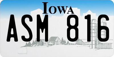IA license plate ASM816