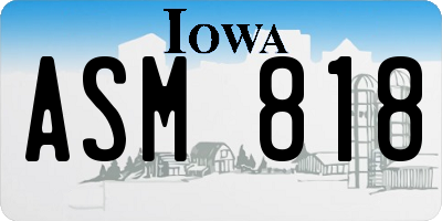 IA license plate ASM818