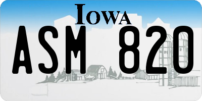 IA license plate ASM820