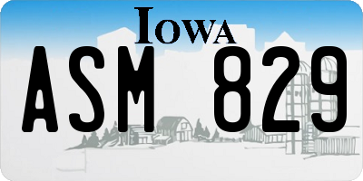 IA license plate ASM829