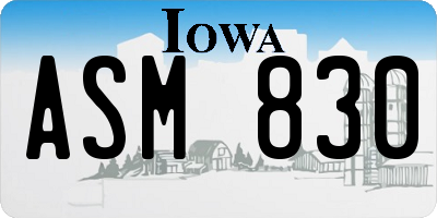 IA license plate ASM830