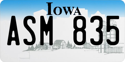 IA license plate ASM835