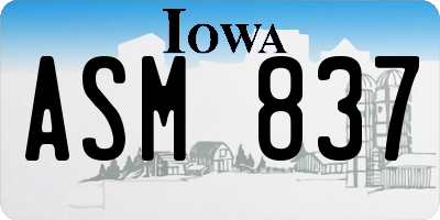 IA license plate ASM837