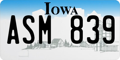 IA license plate ASM839