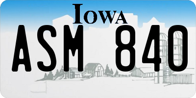 IA license plate ASM840