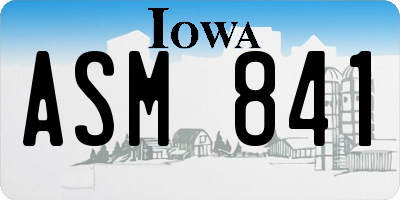 IA license plate ASM841