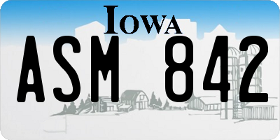 IA license plate ASM842