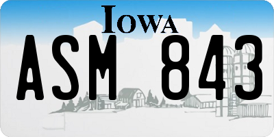 IA license plate ASM843