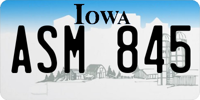 IA license plate ASM845