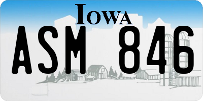 IA license plate ASM846