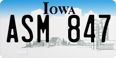 IA license plate ASM847