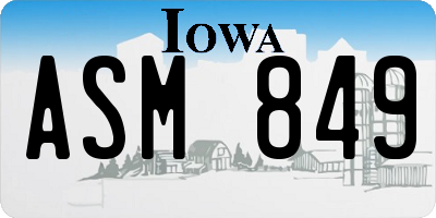 IA license plate ASM849