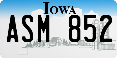 IA license plate ASM852