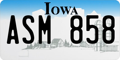 IA license plate ASM858
