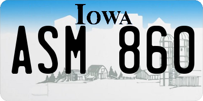 IA license plate ASM860