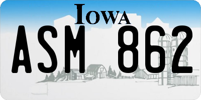 IA license plate ASM862