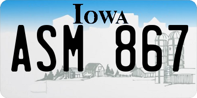 IA license plate ASM867