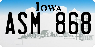 IA license plate ASM868