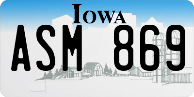 IA license plate ASM869