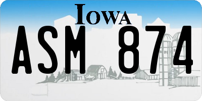 IA license plate ASM874