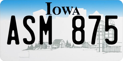 IA license plate ASM875