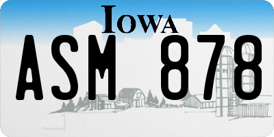 IA license plate ASM878