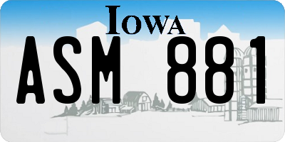 IA license plate ASM881