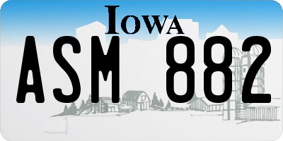 IA license plate ASM882
