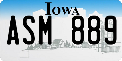 IA license plate ASM889