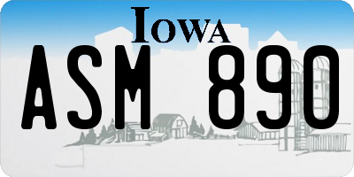 IA license plate ASM890