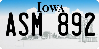 IA license plate ASM892
