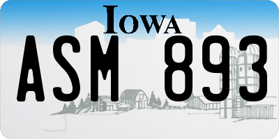 IA license plate ASM893
