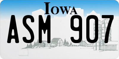 IA license plate ASM907