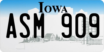 IA license plate ASM909