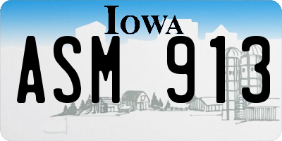 IA license plate ASM913
