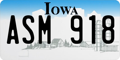 IA license plate ASM918