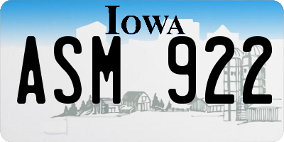 IA license plate ASM922
