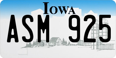 IA license plate ASM925