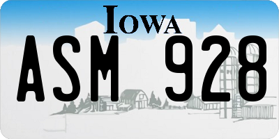 IA license plate ASM928