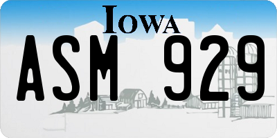 IA license plate ASM929
