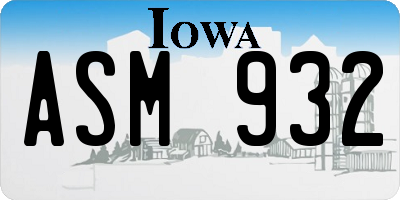 IA license plate ASM932