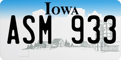 IA license plate ASM933