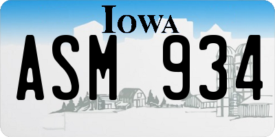 IA license plate ASM934