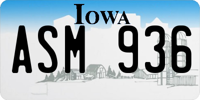 IA license plate ASM936