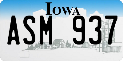 IA license plate ASM937